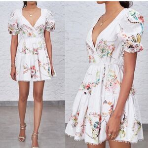 HEMANT & NANDITA White Floral Eyelet Mini Dress